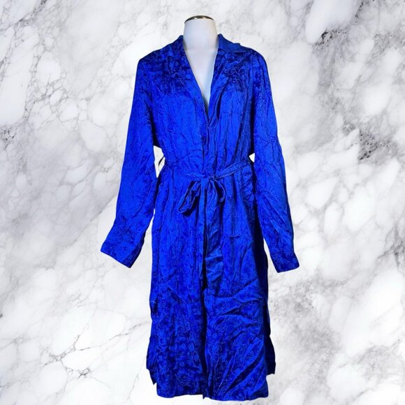 Torrid Electric Blue Jacquard Trench Coat Jacket - Picture 2 of 12
